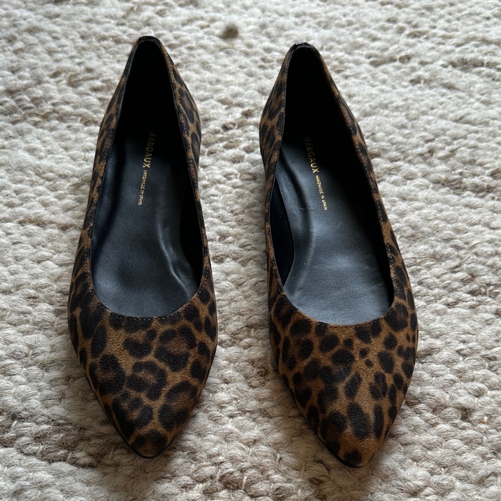 Margaux Leopard Print Pointed Toe Flats - Brown and Black